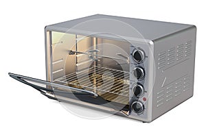 Opened Convection Toaster Oven with Rotisserie and Grill, 3D rendering