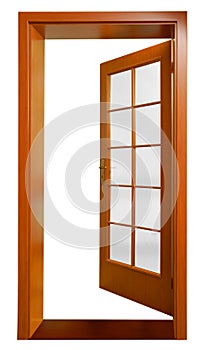 Opened door from african mahogany photo