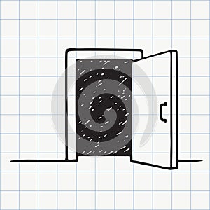 Opened door doodle icon