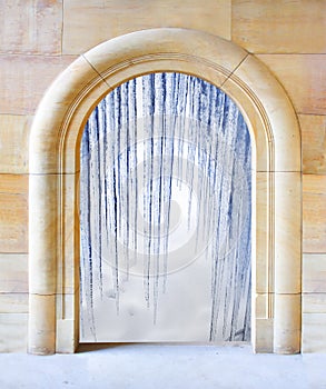 Opened door to arctic winter