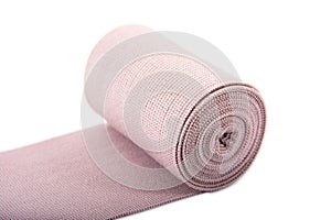 Opened elastic bandages isolated on white background texture