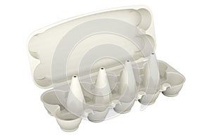 Opened empty egg carton, 3D rendering
