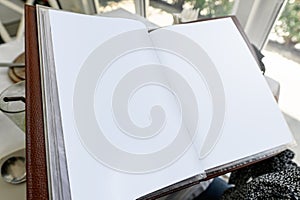 Opened empty paper menu book