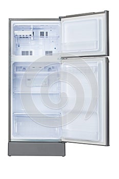 Opened empty refrigerator