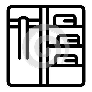 Opened empty refrigerator showing shelves inside