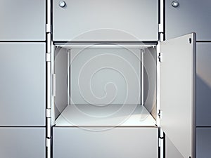 Opened empty safe box. 3d rendering