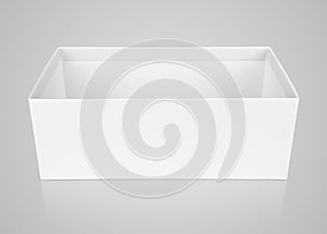 Opened empty shoe box on gray