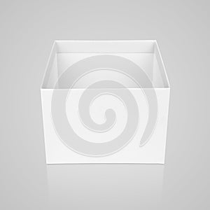 Opened empty square box on gray