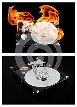 Opened external hard drive on fire. Hard disk