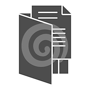 Opened folder solid icon. Files archive, storage and document symbol, glyph style pictogram on white background