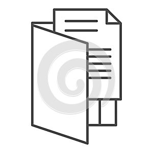 Opened folder thin line icon. Files archive, storage and document symbol, outline style pictogram on white background