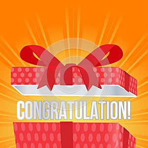 Opened gift box with congratulation text vector illustration