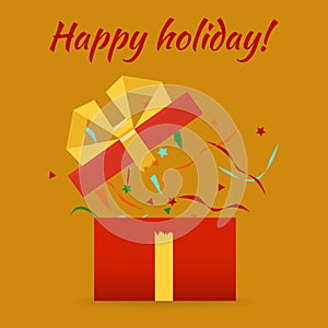 Vector. Opened gift box, surprise, birthday, holiday concept