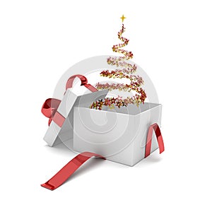 Opened Gift Carton Stardust Christmas Tree