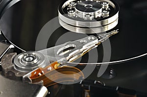 Opened hard disk drive