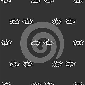Opened human eyes with eyelashes on white background. Seamless pattern background looking eyes.