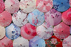 Opened Japanese umbrella fills in the whole screen