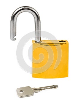 Opened lock and key