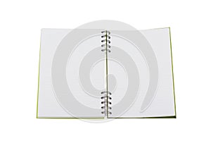 Opened notebook on white backround with clipping path. Mockup