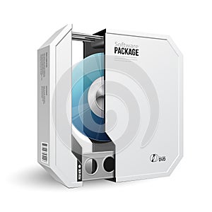 Opened Octagon Modern White Software Package Box