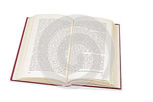 Opened old book on the white background.