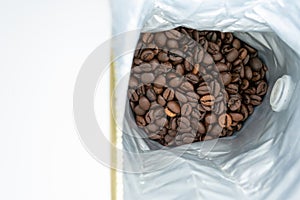 Opened pack of coffee beans