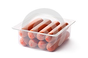 Opened pack of sausages