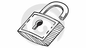Opened padlock, symbolizing security, access, and unlocking opportunities, vector design Generative AI