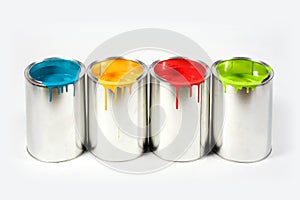 Opened paint buckets colors