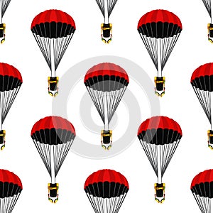 Opened parachute seamless pattern. Skydiving, parachuting, paragliding