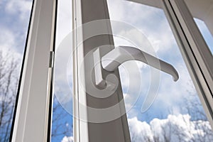 Opened plastic vinyl window