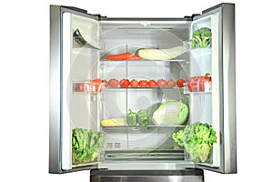 Opened refrigerator