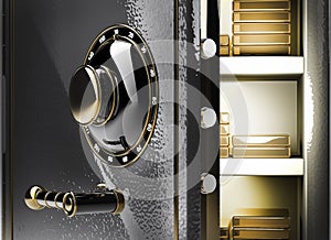 Opened safe with gold ingots