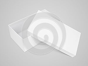 Opened shoe box on gray