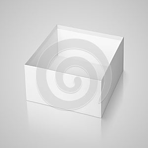 Opened square box on gray