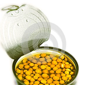 opened tin can of the lentils