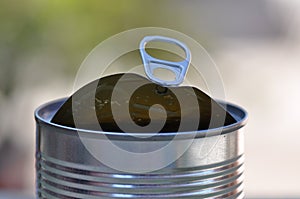 Opened tin can with ring pull