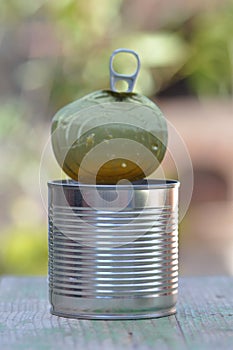 Opened tin can with ring pull