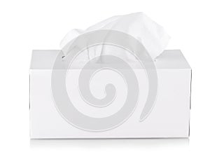 Opened tissue box isolated on a white background.