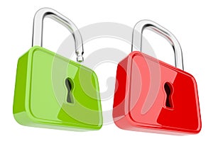 Opened and unlock lock 3D. Isolated. Security