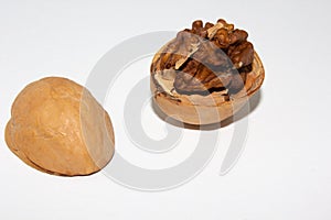 Opened walnut on grey