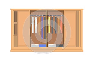 Opened wardrobe vector white some clothes inside