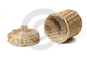 Opened wattled basket isolated on white