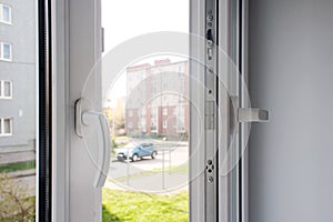 opened white plastic window