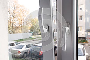 opened white plastic window