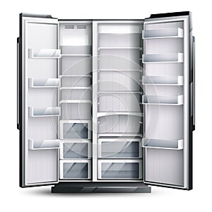 Opened Wider Empty Refrigerator