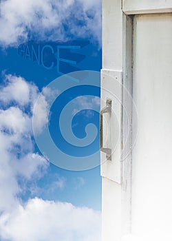 Opened window with blue sky,concept for new chance