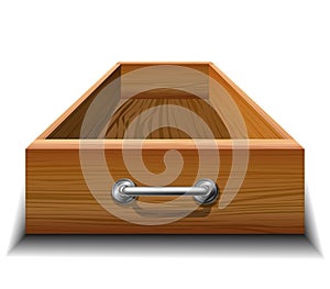 Opened wood drawer