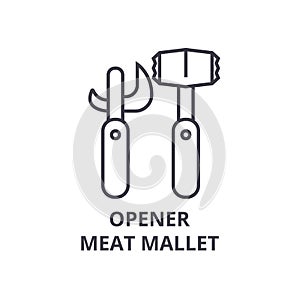 Opener meat mallet line icon, outline sign, linear symbol, vector, flat illustration