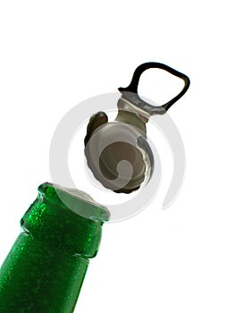 Opening beer bottle